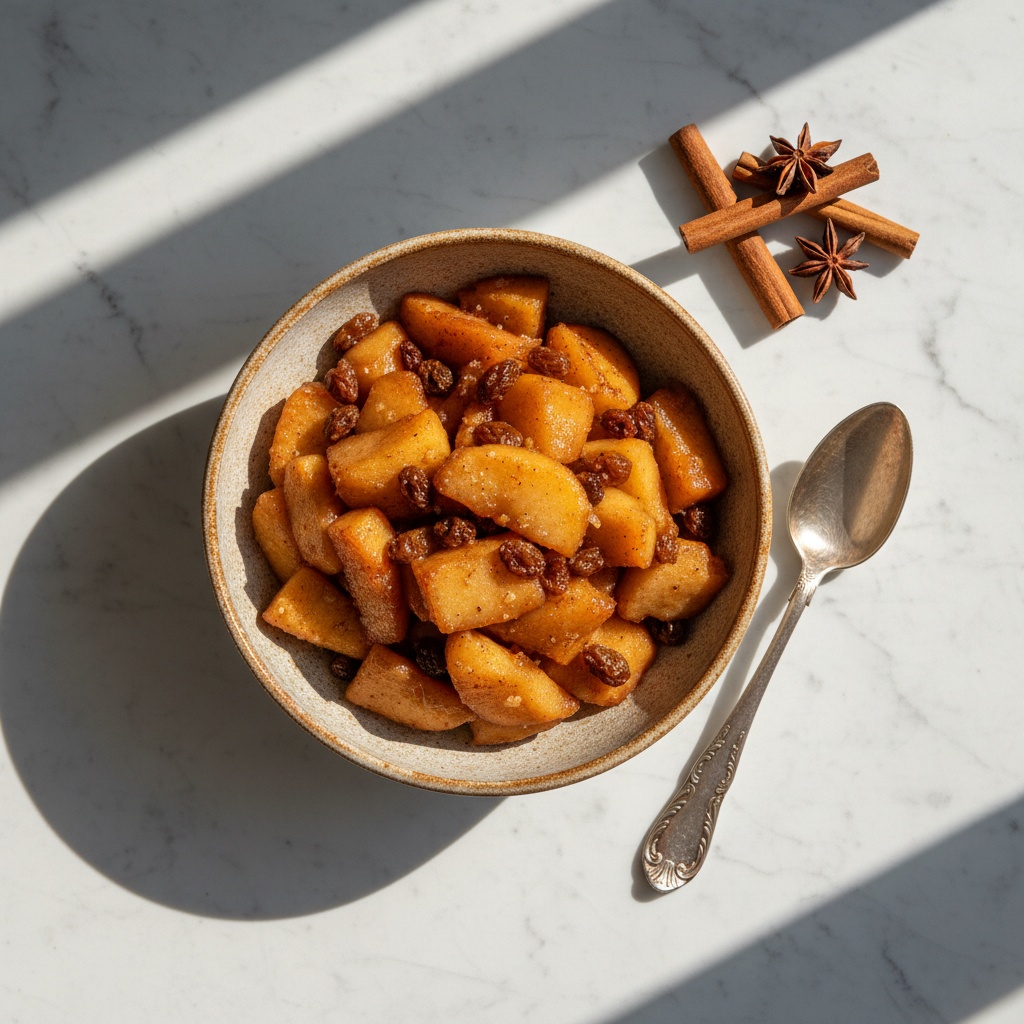 Delicious Homemade Apple Pie Filling in a rustic bowl.