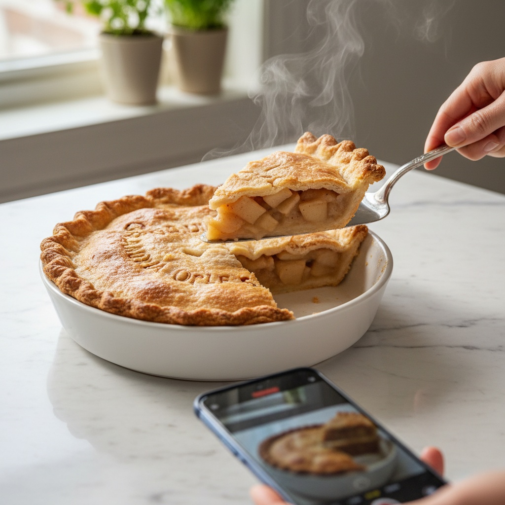 Serving a warm slice of Apple Pie by Grandma Ople.