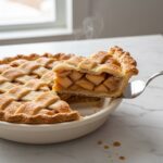 Classic Apple Pie Recipe being served, close up