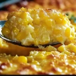 Delicious Corn Pudding Casserole recipe served in a baking dish