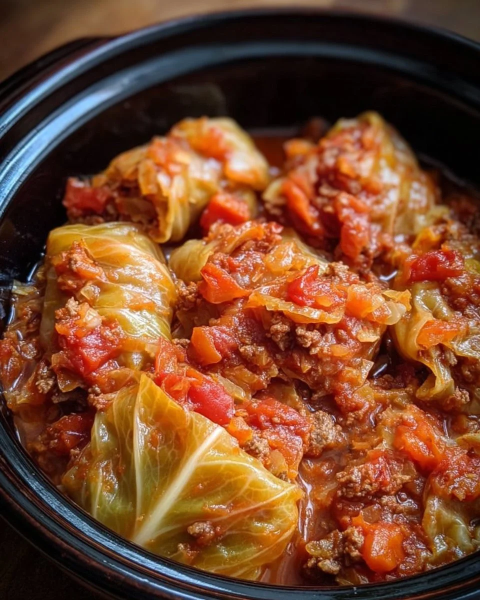 Delicious slow cooker unstuffed cabbage rolls in a bowl